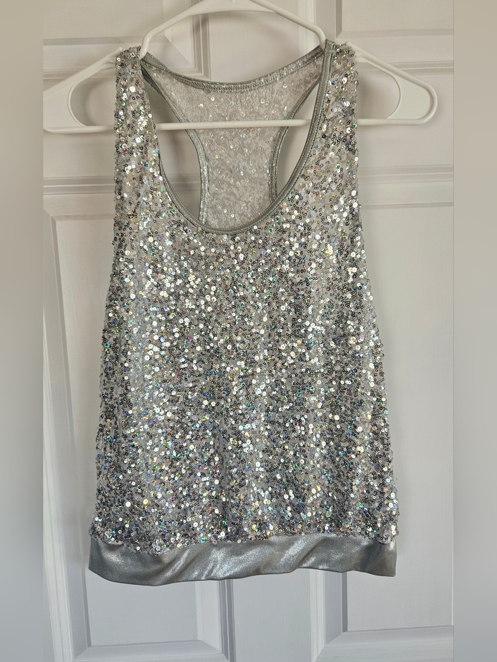 Weissman Silver Sequin Racerback Tank